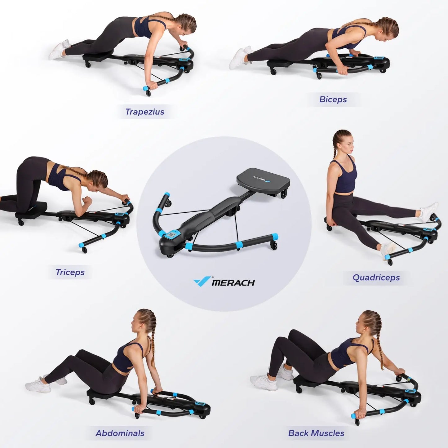 MERACH Multifunctional Core Trainer & Rowing Machine – Home Gym Ab & Belly Training Equipment