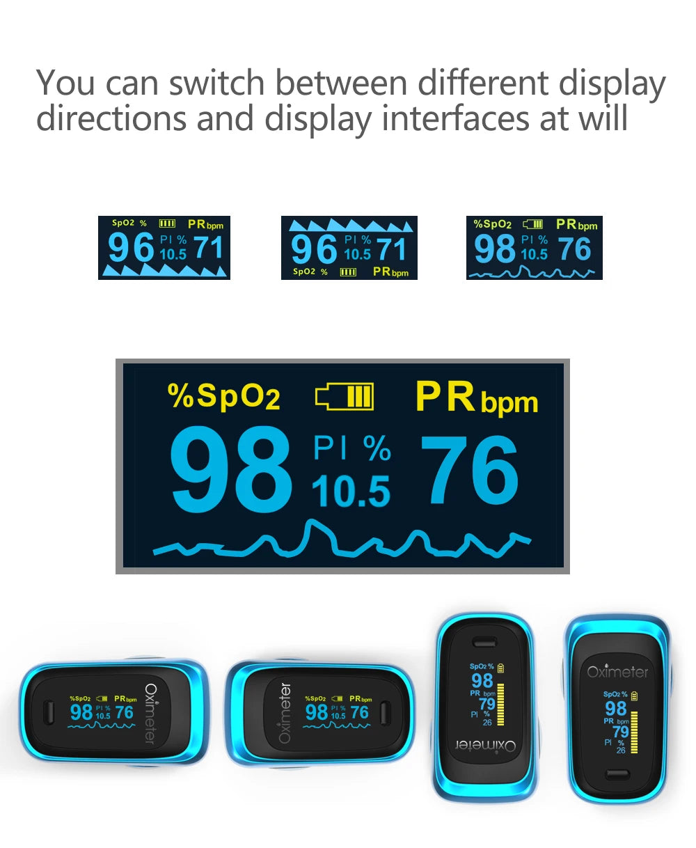 Kiuzou OLED Finger Pulse Oximeter with Sleep Monitor – Portable SPO2 & PR Tracker