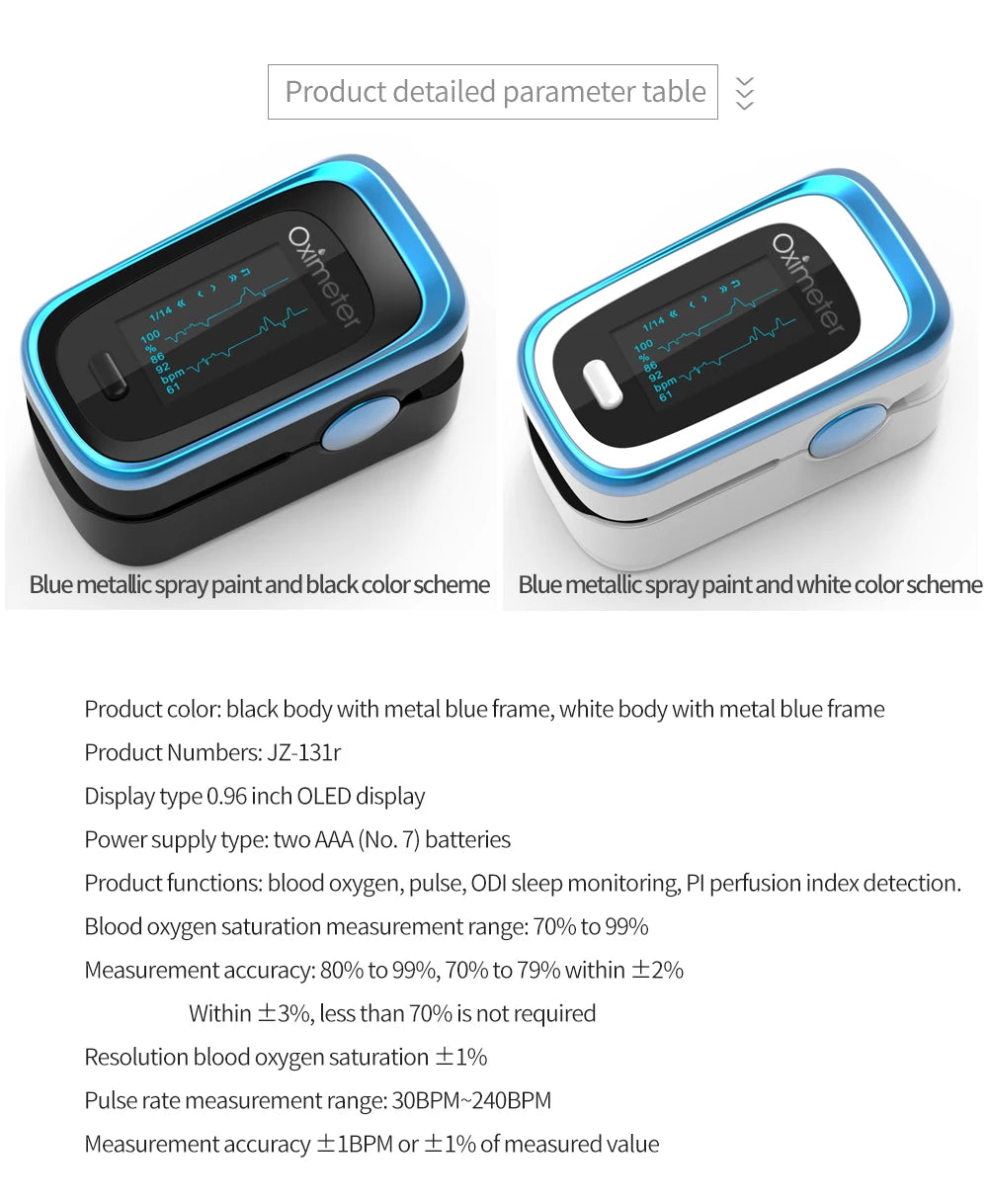 Kiuzou OLED Finger Pulse Oximeter with Sleep Monitor – Portable SPO2 & PR Tracker