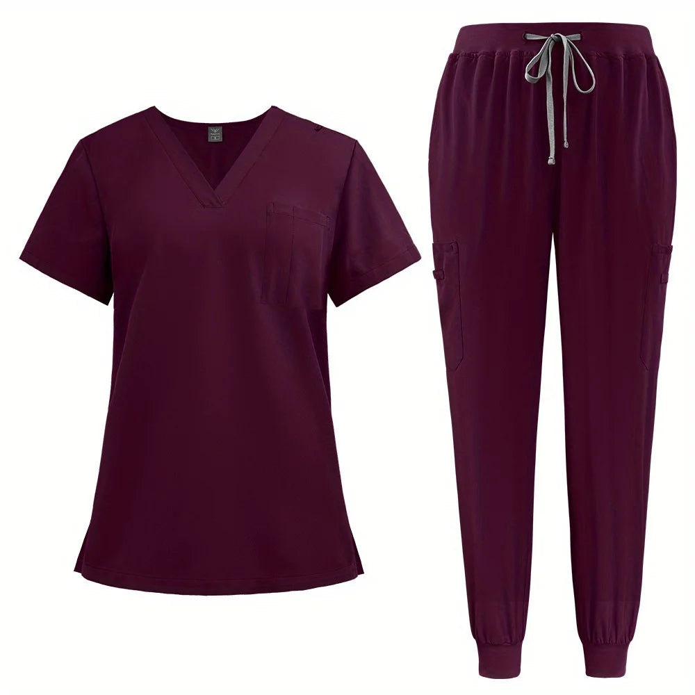 V-Neck Medical Scrub Set – Jogger-Style Uniform for Nurses, Doctors, Pet Clinics & Beauty Salons
