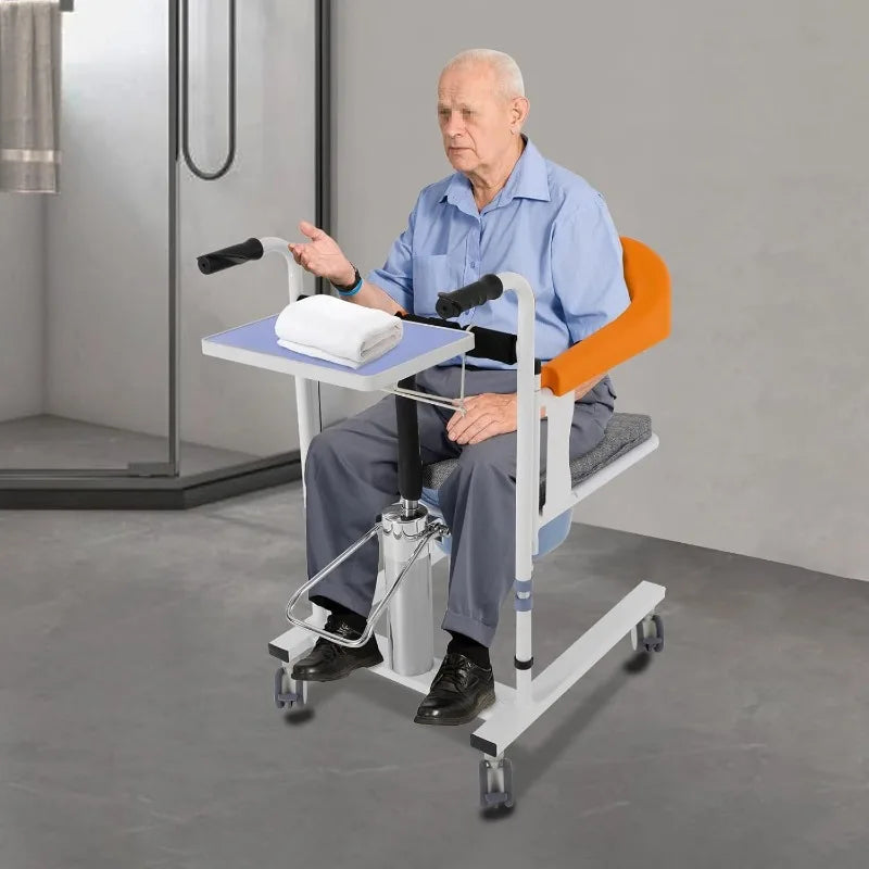 Hydraulic Patient Lifter with 180° Split Seat – Senior Wheelchair Lift & Transport Chair (100kg Capacity)
