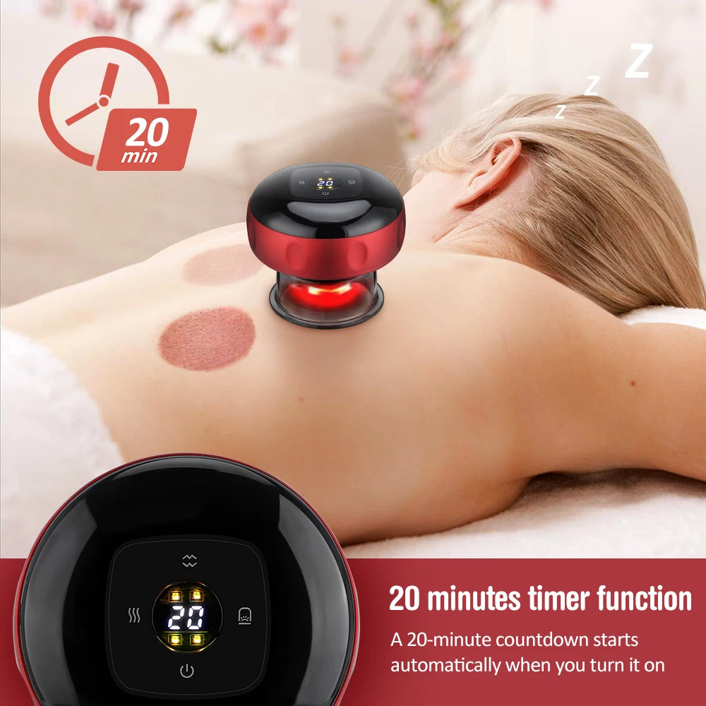 Smart Electric Vacuum Cupping Massager – Heating Suction Cup Device for Body, Back, Neck & Arms