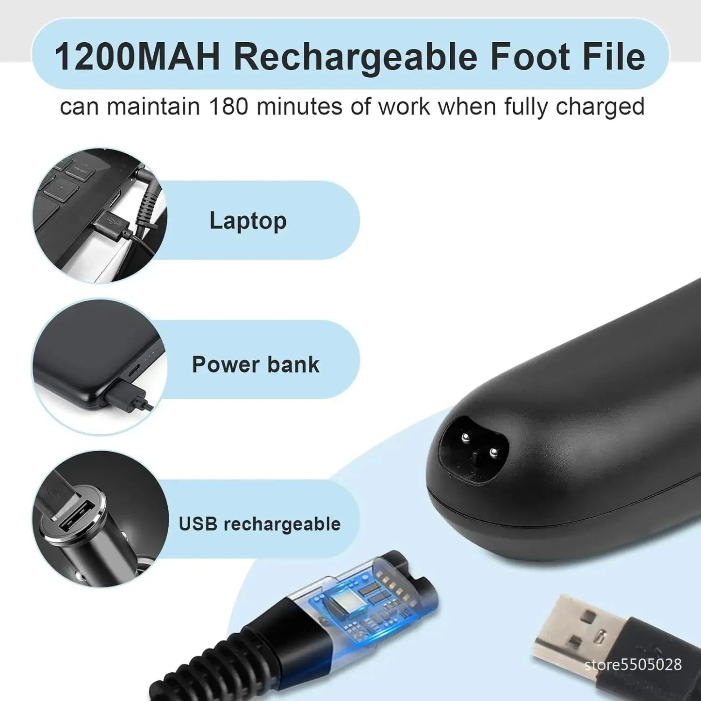 Electric Pedicure Foot File – Professional Grinding Tool for Callus & Dead Skin Removal