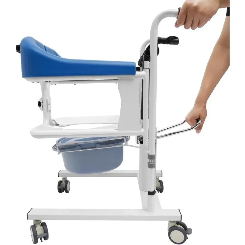 Elderly Shower & Transfer Chair with Wheels – Portable Toilet & Lift Chair for Patient Mobility