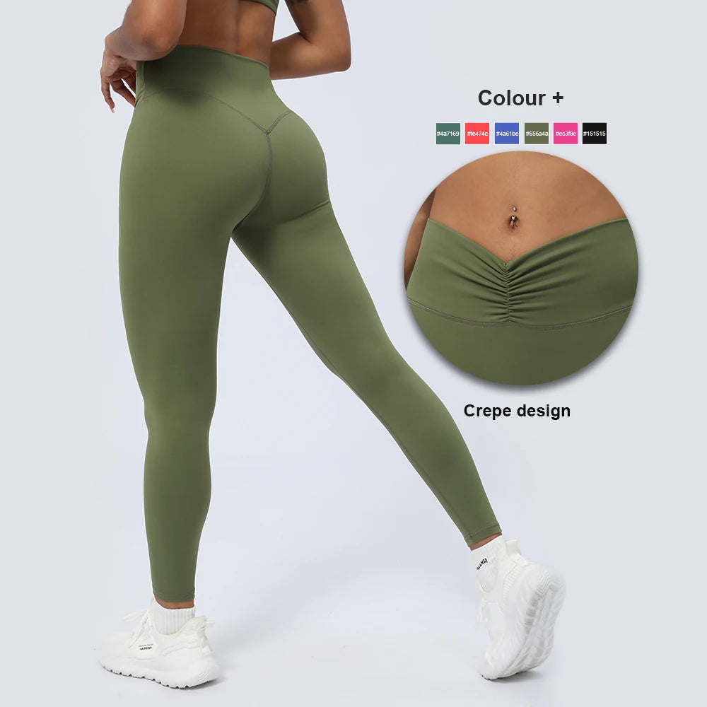 Women’s Seamless Fold-Over Fitness Leggings – Running & Yoga Pants with Butt-Lifting Design