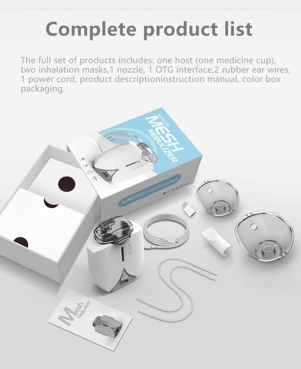 Mini Portable Ultrasonic Nebulizer – Silent Handheld Inhaler for Baby, Kids & Adults with Cough, Asthma & Respiratory Care