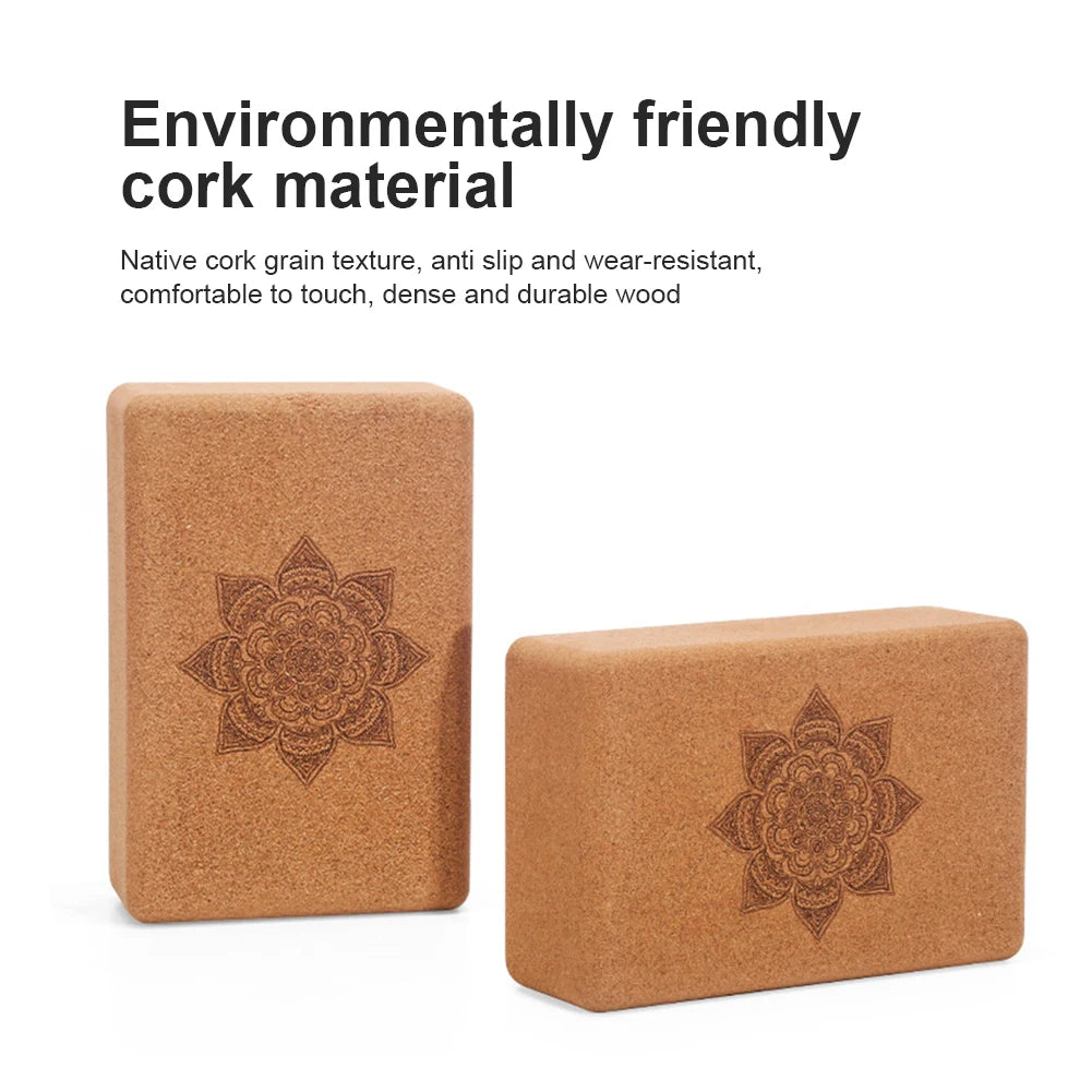 Natural Cork Yoga Block – Eco-Friendly, Non-Slip High-Strength Wood Block for Fitness & Stretching