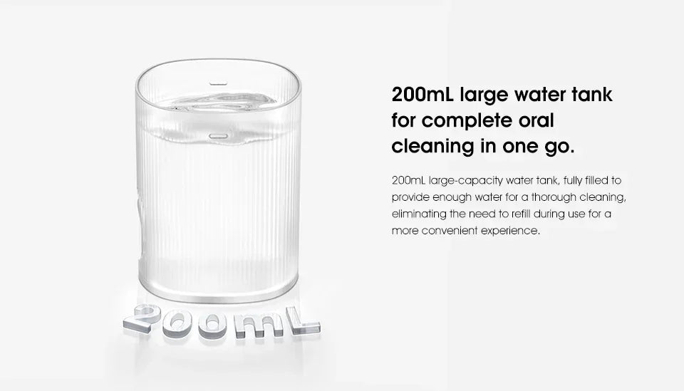 Xiaomi Mijia Portable Oral Irrigator 2 – USB Rechargeable Water Flosser (200 ml, 4 Modes, 4 Nozzles)