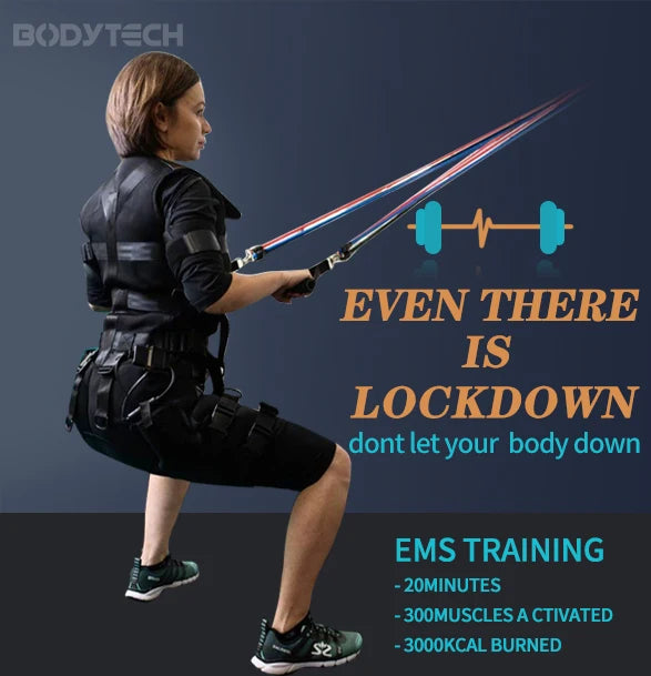 Wireless Smart EMS Fitness Suit – Removable Electro Muscle Stimulator for Back Pain Relief & Weight Loss