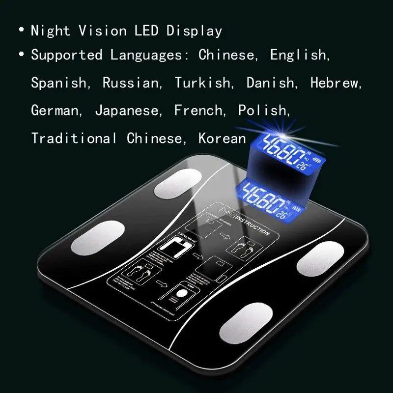Smart Bluetooth Body Fat Scale – Ultra-Precise Electronic Weight & Body Management