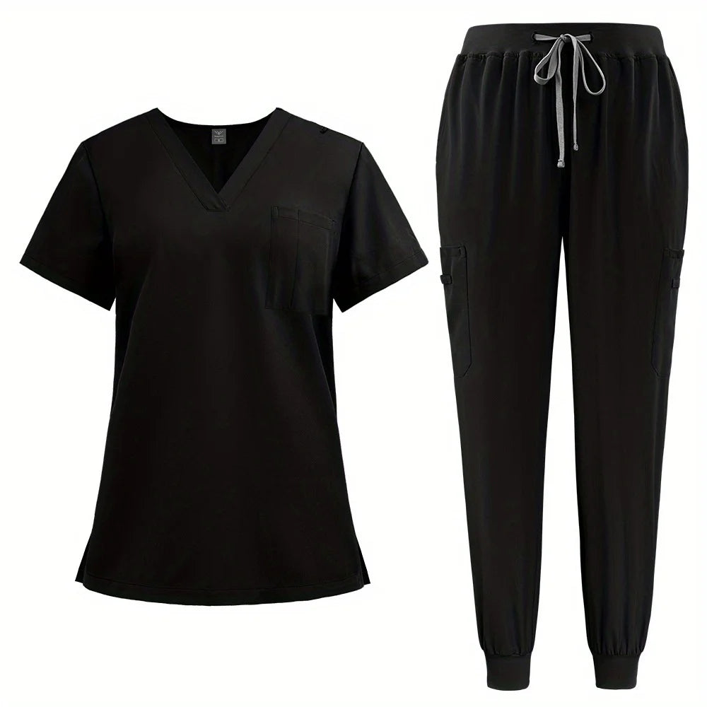 V-Neck Medical Scrub Set – Jogger-Style Uniform for Nurses, Doctors, Pet Clinics & Beauty Salons