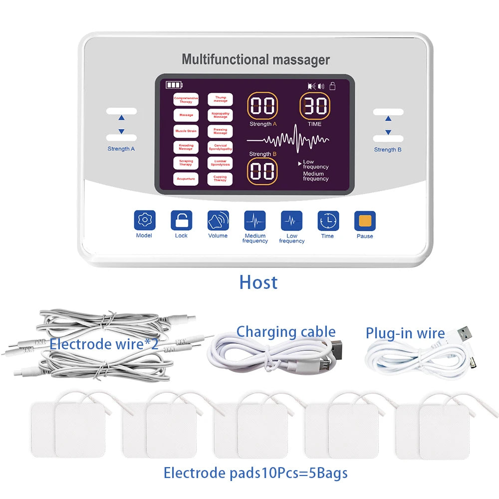12-Mode TENS & EMS Muscle Stimulator – Electronic Pulse Massager Therapy Device