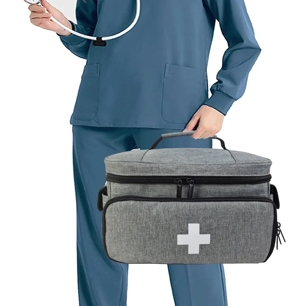 Travel First Aid Kit Bag – Layered Medical Storage Organizer for Home, Car & Outdoor Use
