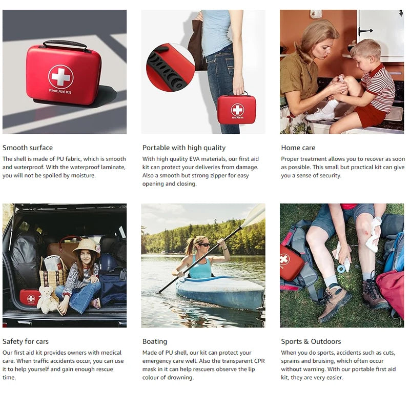 Portable First Aid Kit – Compact Emergency Survival Kit for Outdoor, Hiking, Car Travel & Camping (No Medication Included)