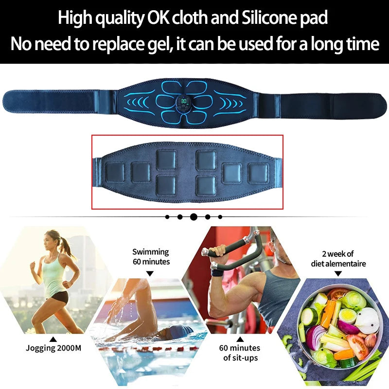 Smart USB Rechargeable Abdominal Toning Belt – Muscle Trainer & Massager