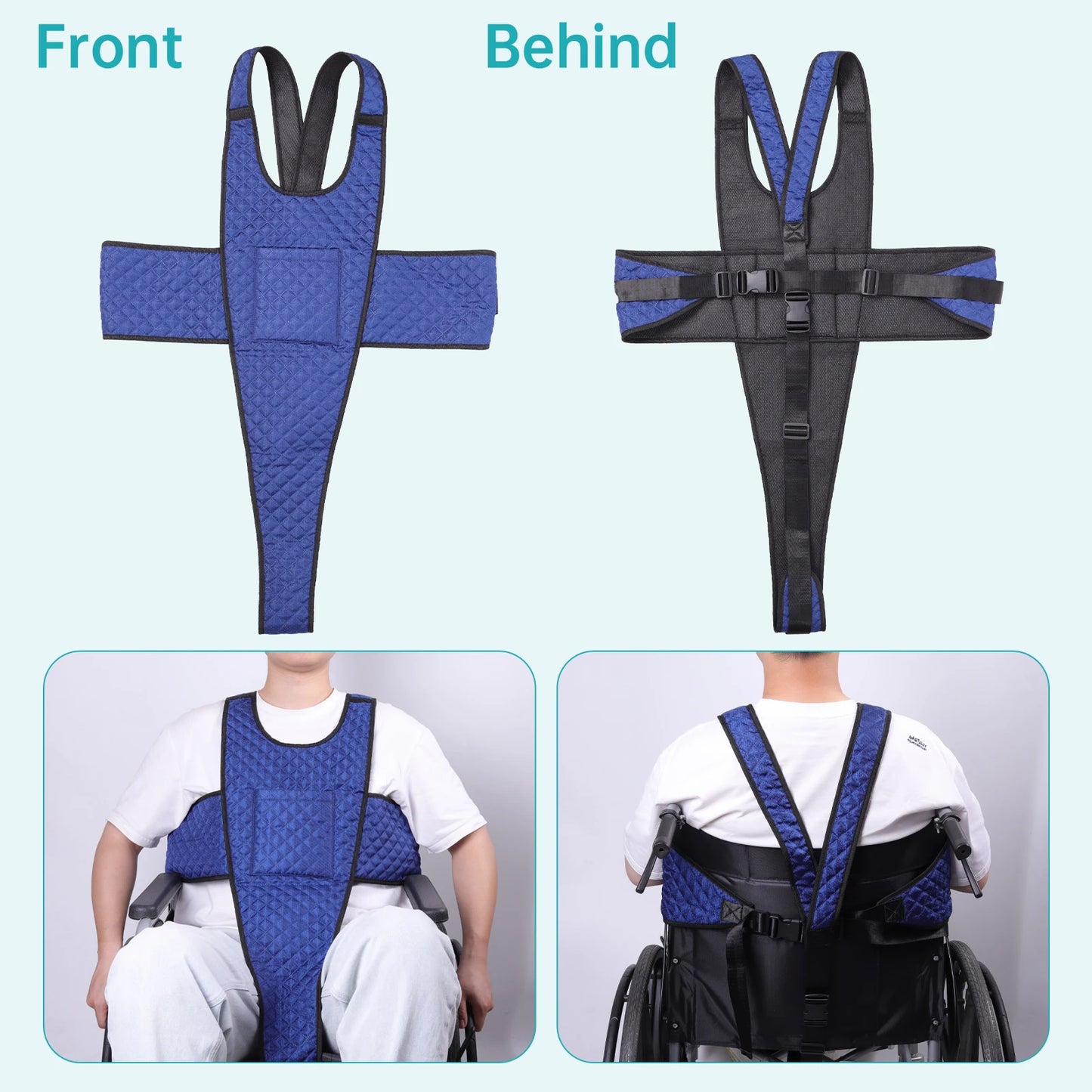 Lefeke Wheelchair Safety Seatbelt – Non-Slip, Drop-Resistant Belt with Pocket & Adjustable Buckle Straps