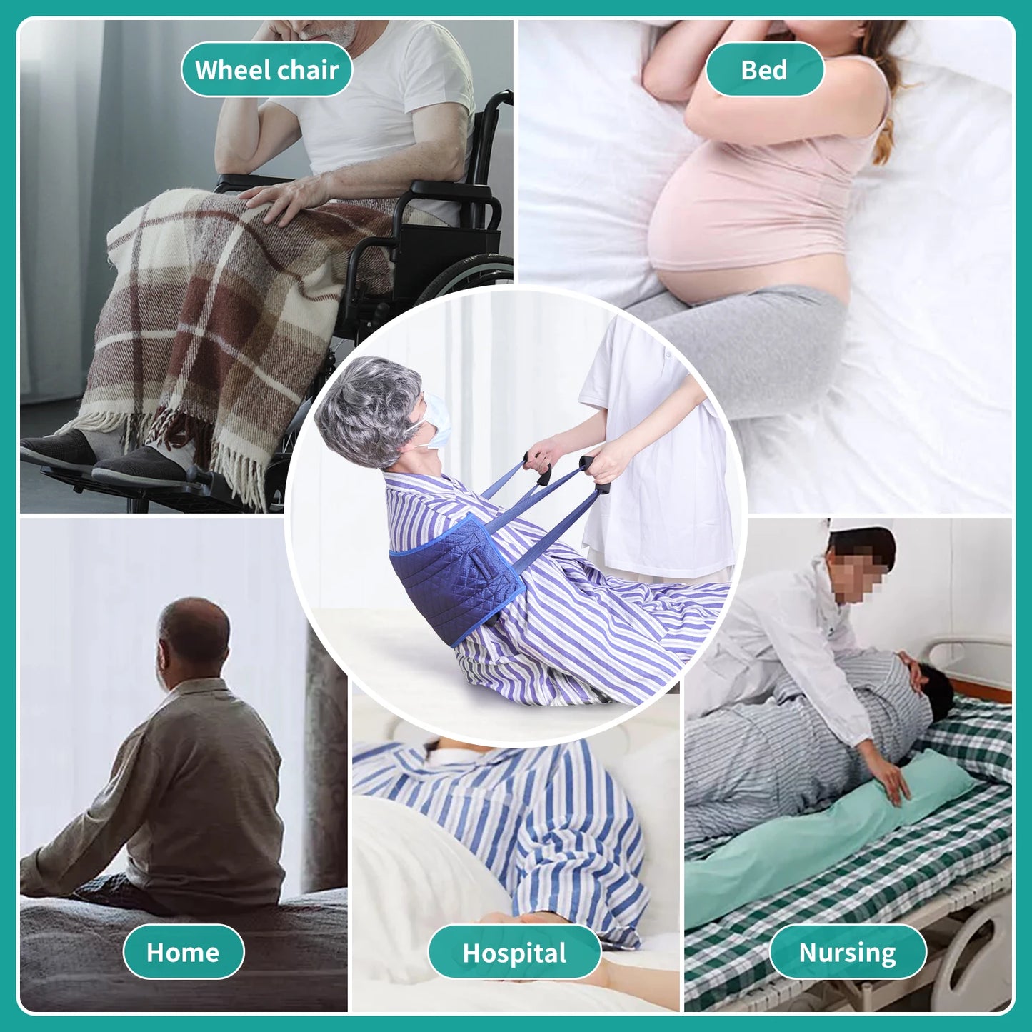 Lefeke Elderly Transfer & Turnover Belt – Nursing Shift Pad for Bedridden Patient Mobility and Care