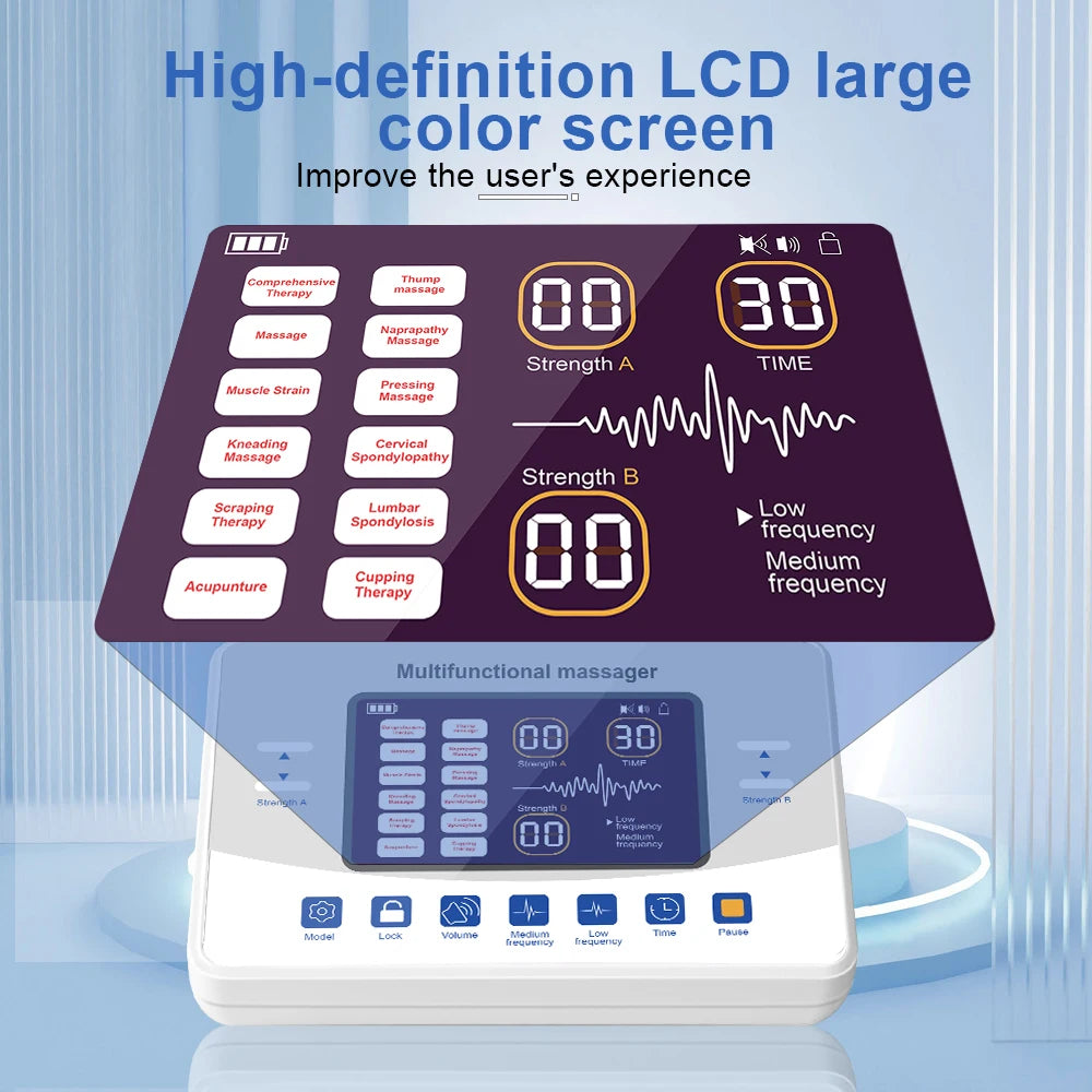 12-Mode TENS & EMS Muscle Stimulator – Electronic Pulse Massager Therapy Device