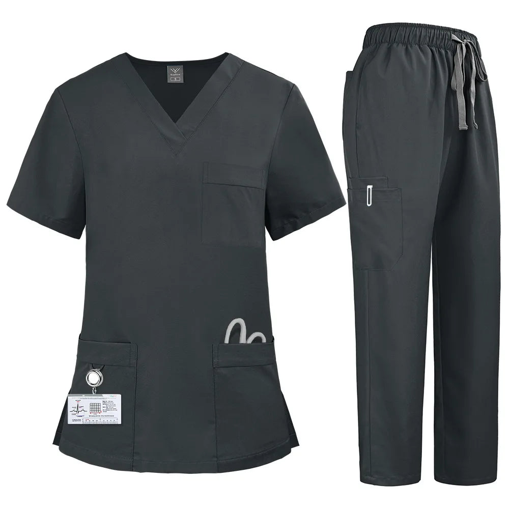Quick-Dry Elastic Plus-Size Lab Uniform Set for Men & Women