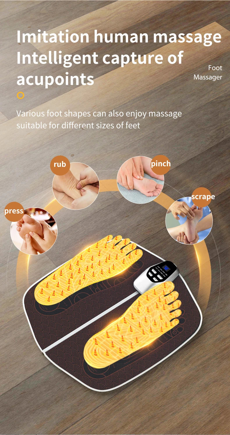 JianYouCare EMS Foot Massager Pad – USB Rechargeable Muscle Stimulator with Remote Control for Blood Circulation & Acupoint Massage