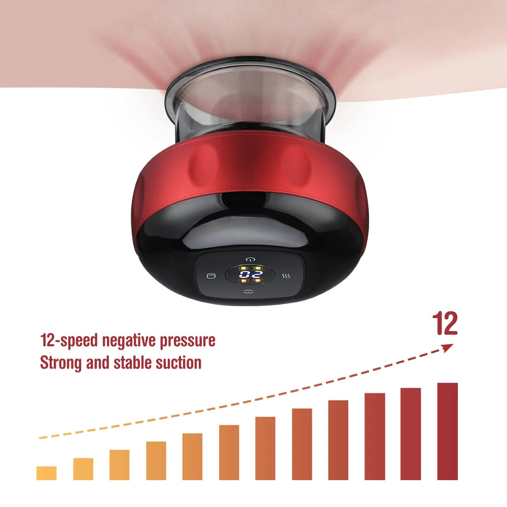 Smart Electric Vacuum Cupping Massager – Heating Suction Cup Device for Body, Back, Neck & Arms