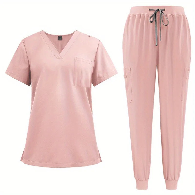V-Neck Medical Scrub Set – Jogger-Style Uniform for Nurses, Doctors, Pet Clinics & Beauty Salons