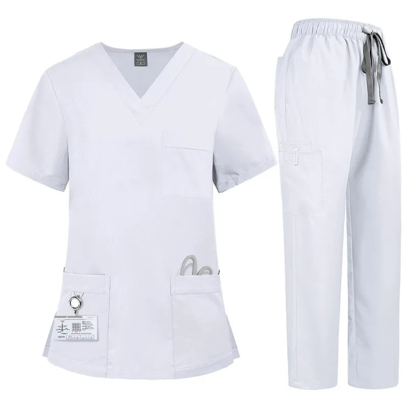 Quick-Dry Elastic Plus-Size Lab Uniform Set for Men & Women