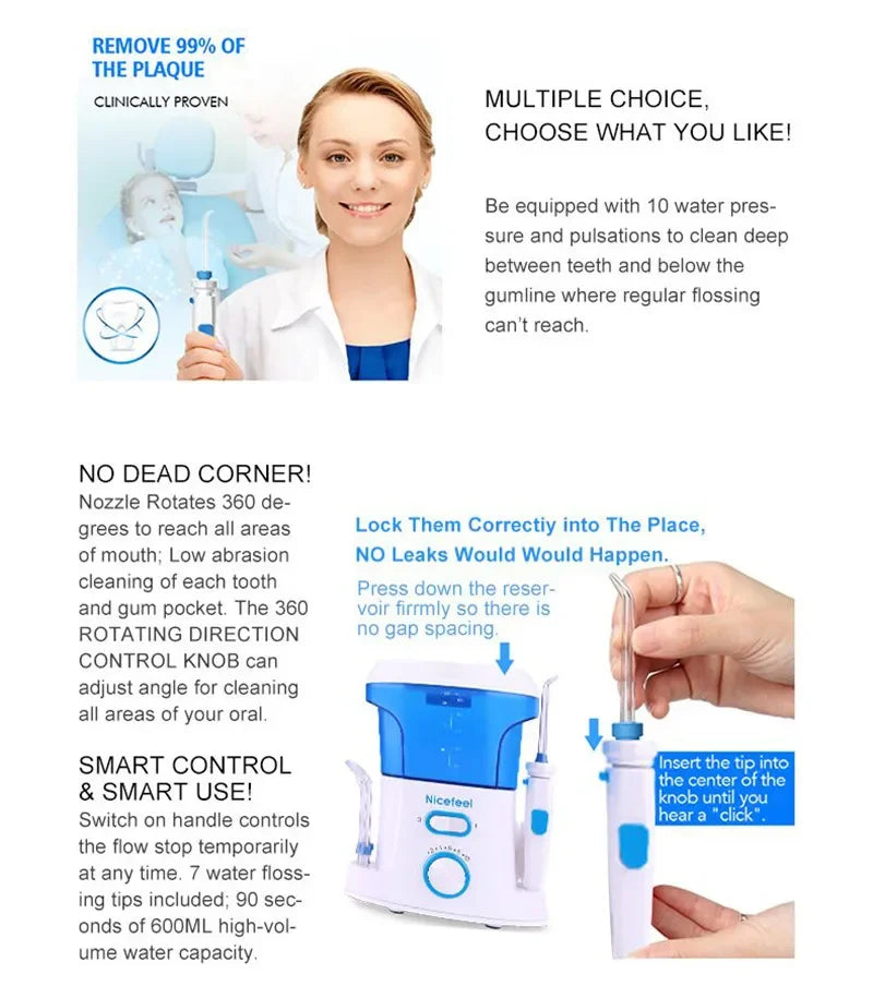 Oral Irrigator Water Flosser – Electric Teeth Cleaner with 7 Nozzles for Whitening, Dental Calculus & Braces Care