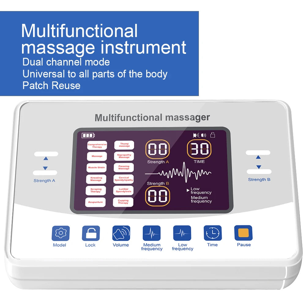 12-Mode TENS & EMS Muscle Stimulator – Electronic Pulse Massager Therapy Device