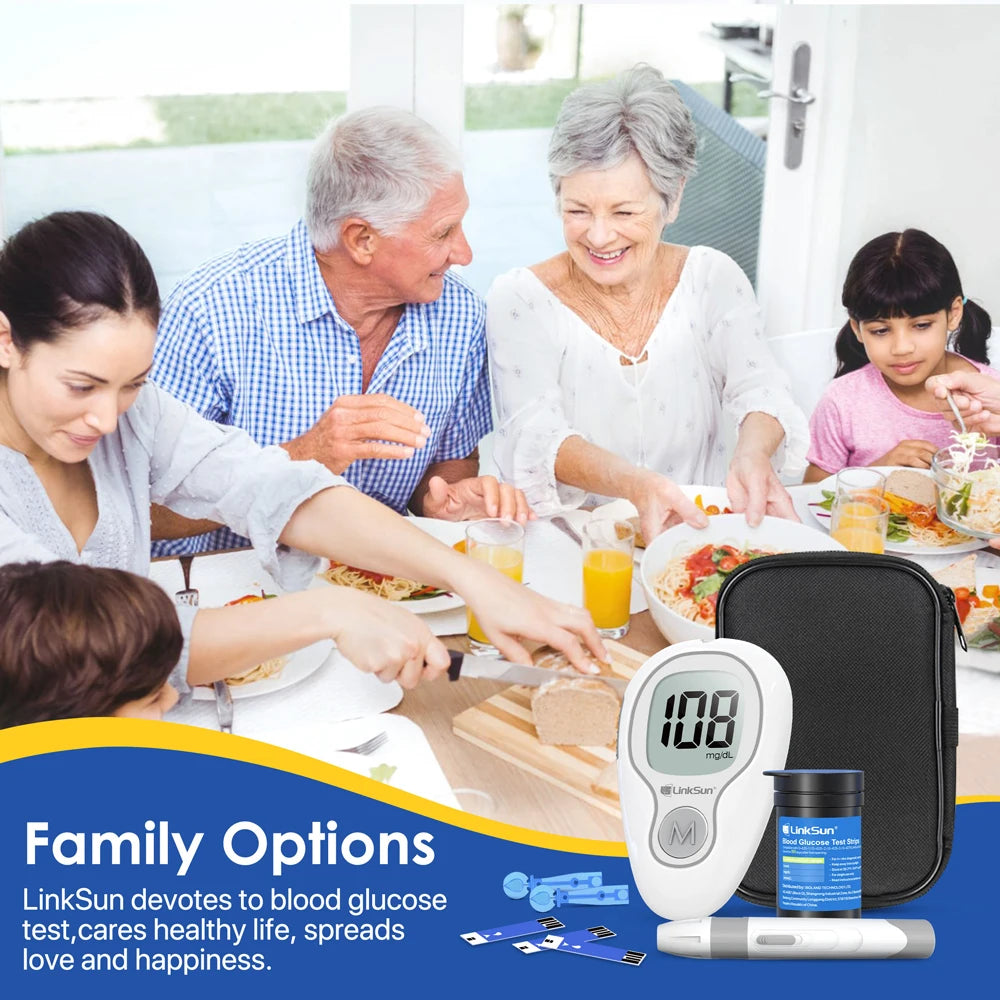 LinkSun G‑425‑3 Blood Glucose Meter Kit – No‑Coding, Large Display, Includes 10/50/100 Strips & Lancets
