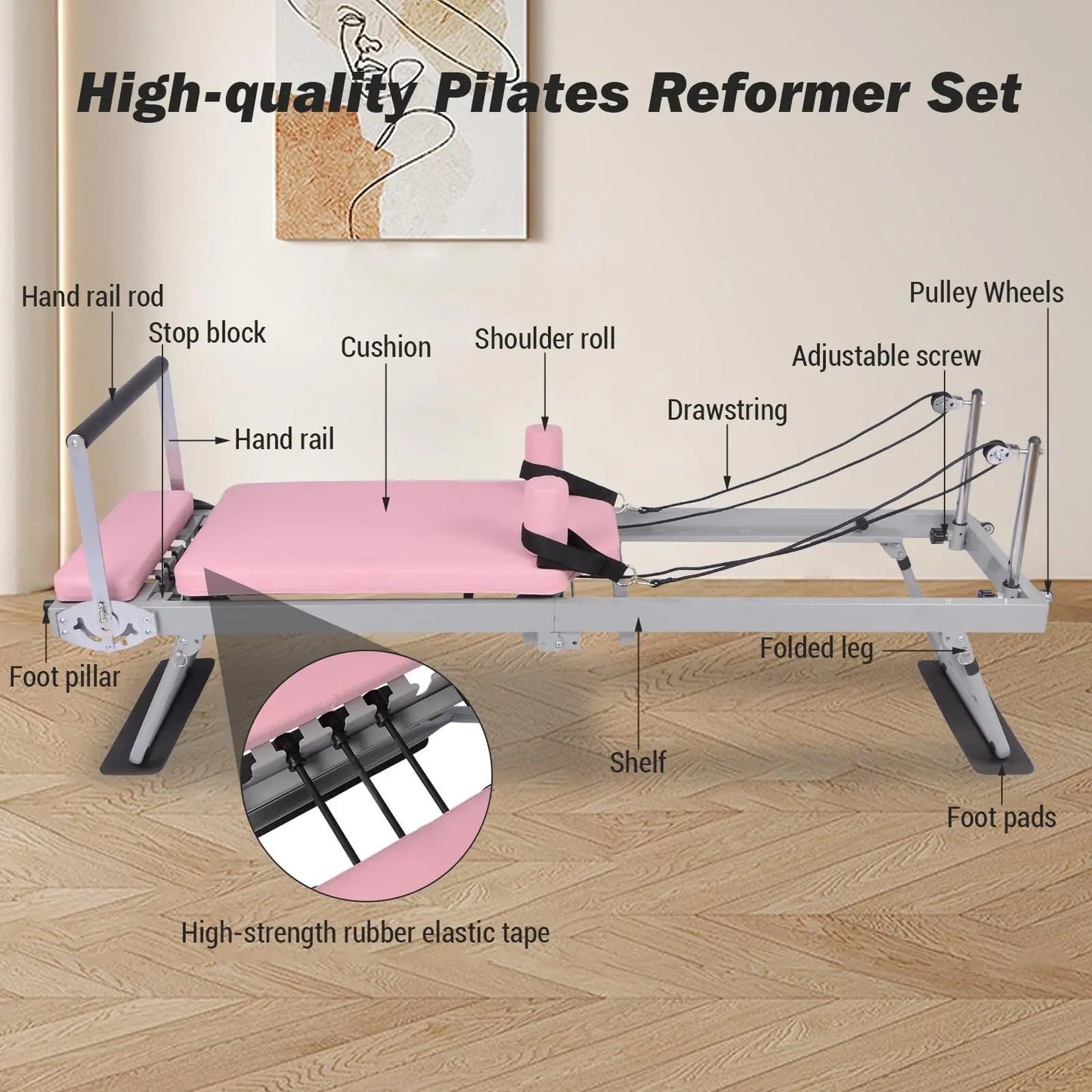 Foldable Pilates Reformer Machine – Home & Gym Equipment for Beginners & Advanced (Up to 250 lbs)