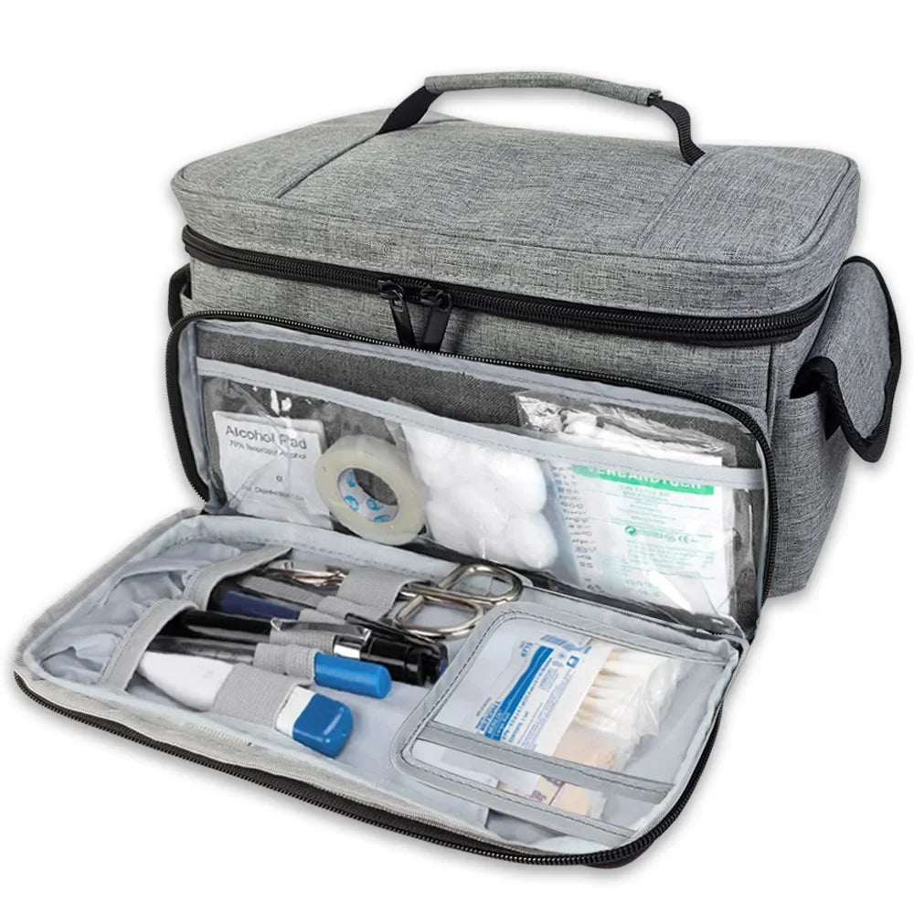 Travel First Aid Kit Bag – Layered Medical Storage Organizer for Home, Car & Outdoor Use