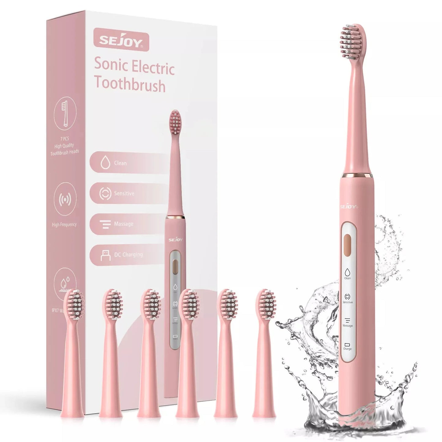 SEJOY Sonic Electric Toothbrush – Smart Rechargeable Toothbrush with 3 Modes, IPX7 Waterproof, for Deep Oral Cleaning