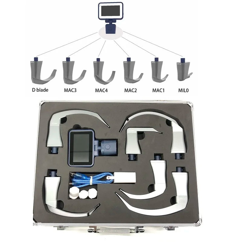 Mexico Local Stock 3.5 Inch HD Touch screen Anesthesia Digital Video Laryngoscope 6 sizes Reusable Sterilizable Blades Optional