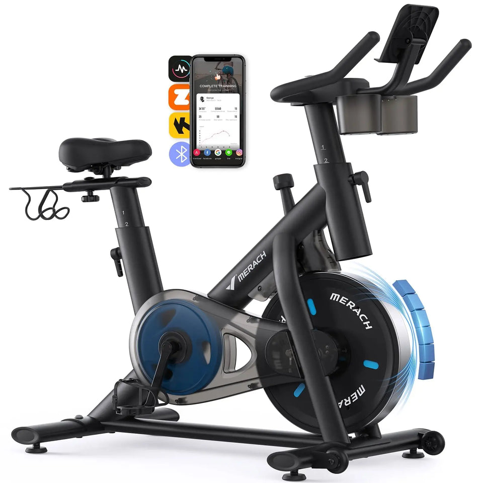 MERACH B2 Magnetic Exercise Bike – Low Noise Indoor Cycling with Fitness App & Brake Pad