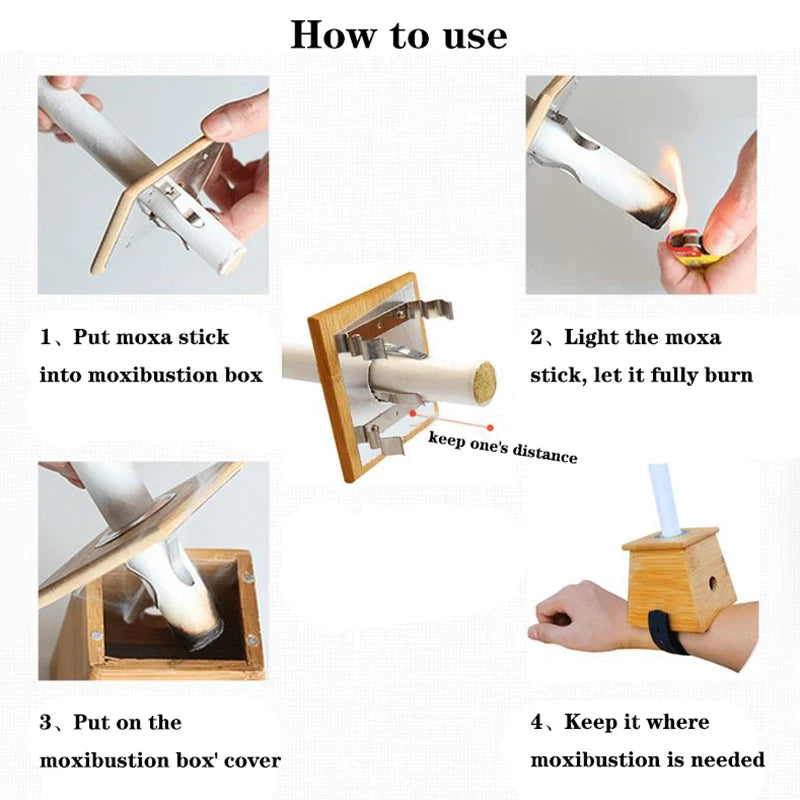 Natural Bamboo Moxibustion Box – Moxa Stick Burner for Acupuncture Massage & Pain Relief Therapy