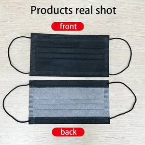 Disposable Black Face Masks – 3-Ply Anti-Dust Protective Masks for Adults (Individually Wrapped, 10–500pcs)