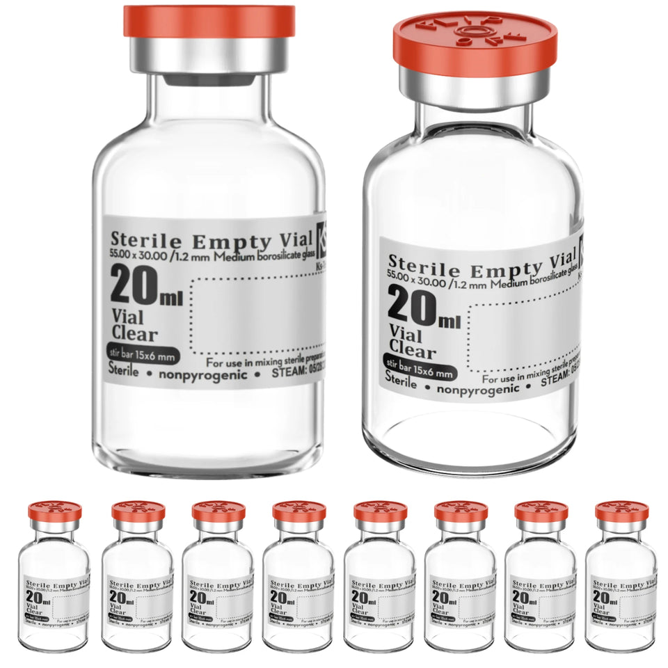 KS-TEK Sterile Empty Vials with Flip-Off Aluminum Cap & Self-Healing Injection Port – Sterile Pack