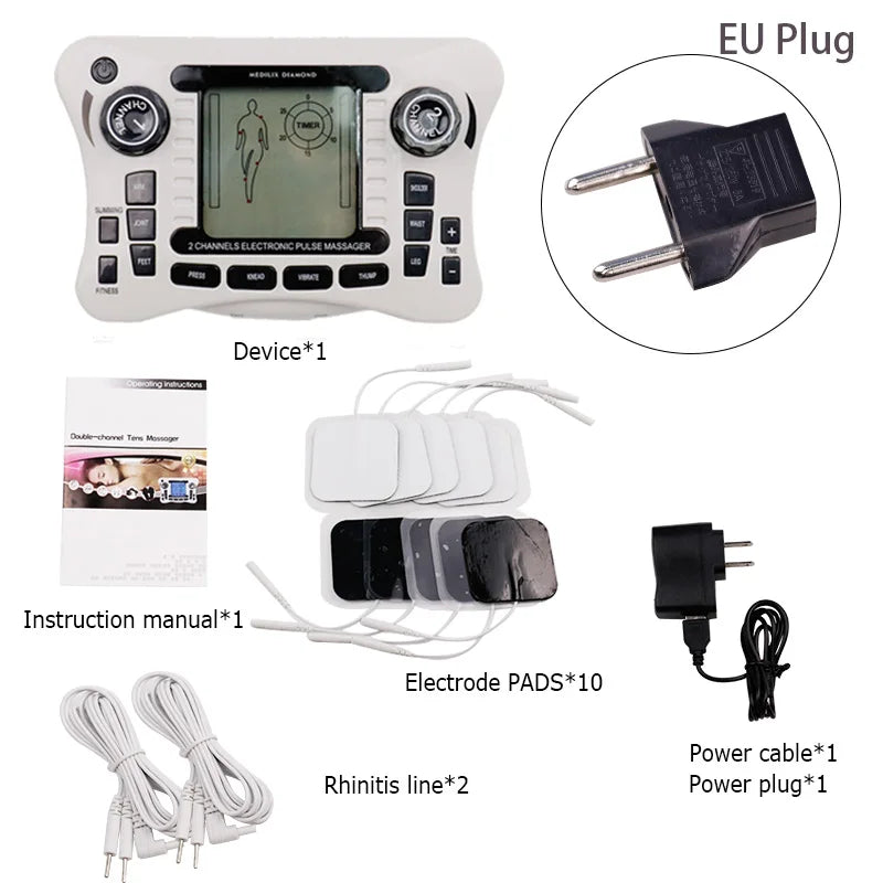 Electronic Pulse Massager Tens Ems Machine massager electrical nerve muscle stimulator Acupuncture Fat Burner Pain Relief