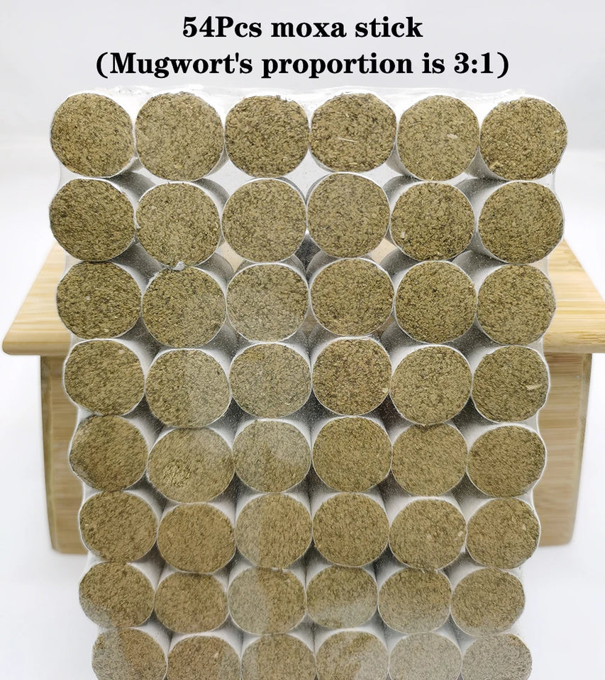 54Pcs Moxibustion Sticks Moxa Rolls Heating Acupunture Therapy Meridian Warm Massage Body Massager Wild Mugwort Argy Wormwood