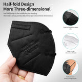 FFP2/KN95 Black Face Masks – 5-Layer CE Approved Respirator for Adults (10–200pcs)