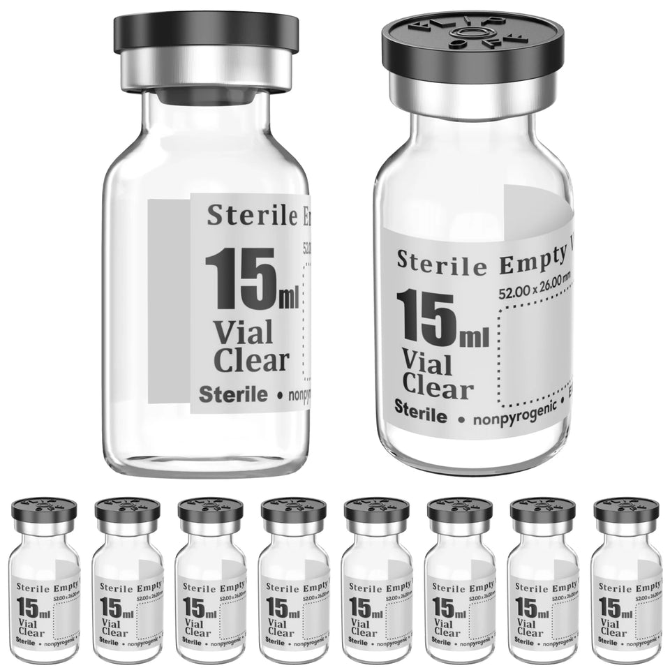 KS-TEK Sterile Empty Vials with Flip-Off Aluminum Cap & Self-Healing Injection Port – Sterile Pack