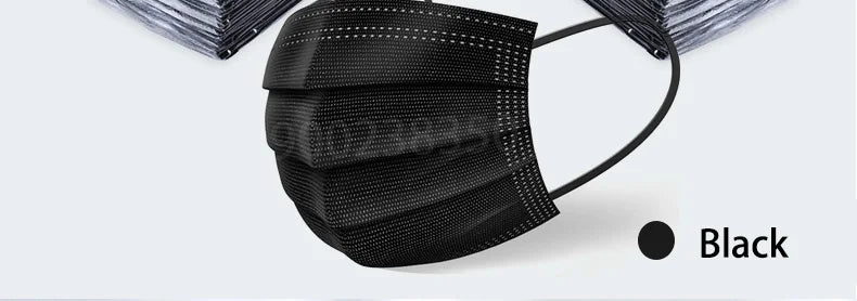 Disposable Black Face Masks – 3-Ply Anti-Dust Protective Masks for Adults (Individually Wrapped, 10–500pcs)