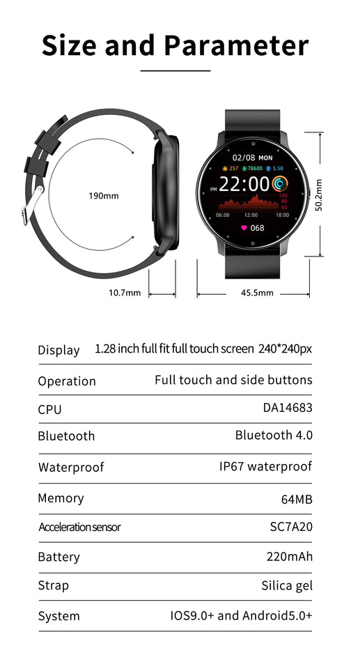 LIGE 2025 Smart Watch – Waterproof Fitness Tracker with Heart Rate Monitor for Women & Men, Compatible with Android & iOS