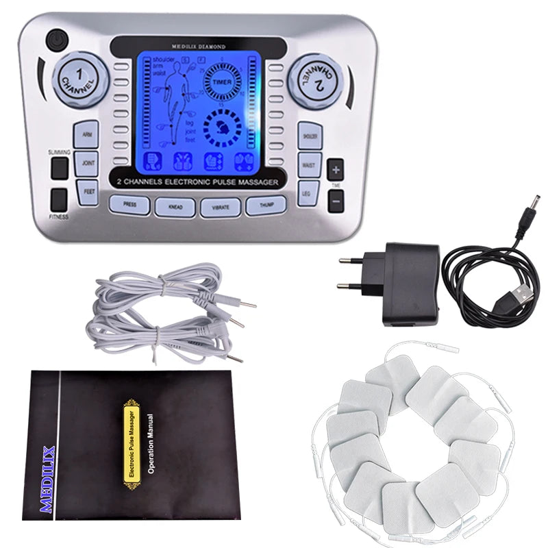 Electronic Pulse Massager Tens Ems Machine massager electrical nerve muscle stimulator Acupuncture Fat Burner Pain Relief