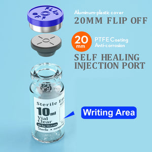KS-TEK Sterile Empty Vials with Flip-Off Aluminum Cap & Self-Healing Injection Port – Sterile Pack