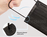 Disposable Black Face Masks – 3-Ply Anti-Dust Protective Masks for Adults (Individually Wrapped, 10–500pcs)