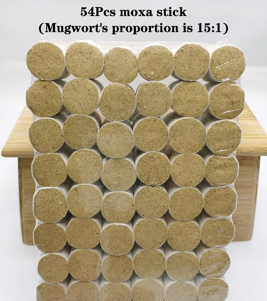 54Pcs Moxibustion Sticks Moxa Rolls Heating Acupunture Therapy Meridian Warm Massage Body Massager Wild Mugwort Argy Wormwood