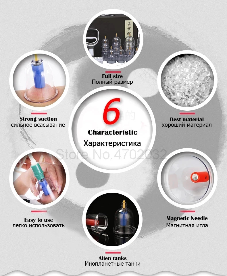 Suction Cups Acupunture Vacuum Massage Jars Hansol Cuppings Therapy Set Plastic Guasha Ventosas Masaje Facial Massager For Body