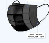 Disposable Black Face Masks – 3-Ply Anti-Dust Protective Masks for Adults (Individually Wrapped, 10–500pcs)